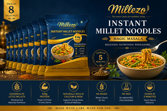 Millezo Instant Millet Noodles — Magic Masala | 8 Pack