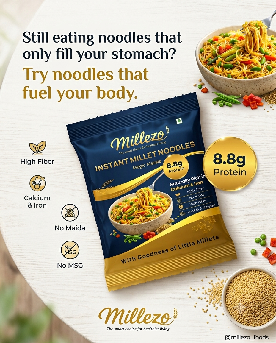 Millezo Instant Millet Noodles — Magic Masala | 4 Pack